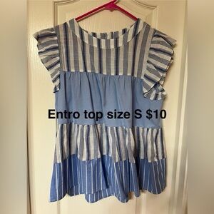 Entro Navy and White Striped Blouse